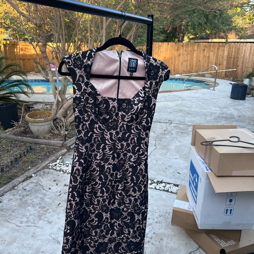 Jax Black and Cream Lace Midi Dress